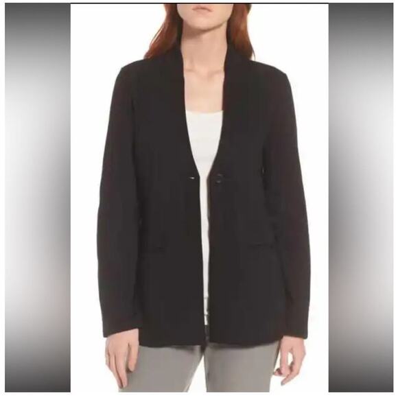 Eileen Fisher black tencel/ nylon soft knit blazer Womens size small - Picture 1 of 8